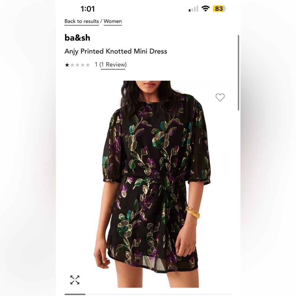 Ba&sh Anjy Printed Metallic Mini Dress